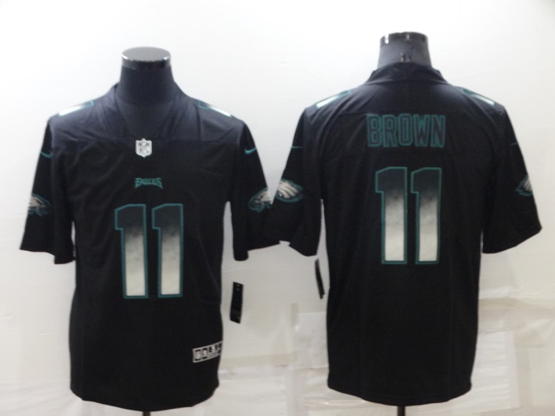 Men's Philadelphia Eagles #11 A. J. Brown Black Smoke Fashion Limited Stitched Jersey